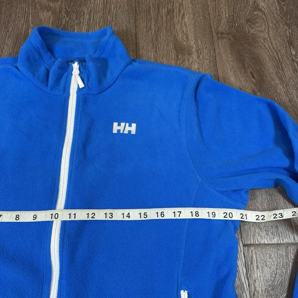 Helly Hansen Fleece Jacket Men Large Blue Full Zip HH Logo Polartec Collar M